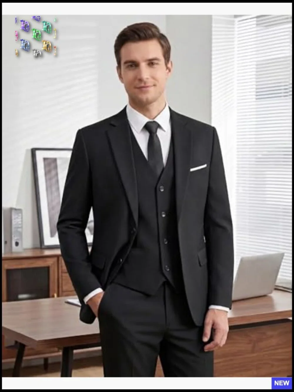 Slim Fit Three Piece Suit Set Modern Classic Business Wedding Formal Attire